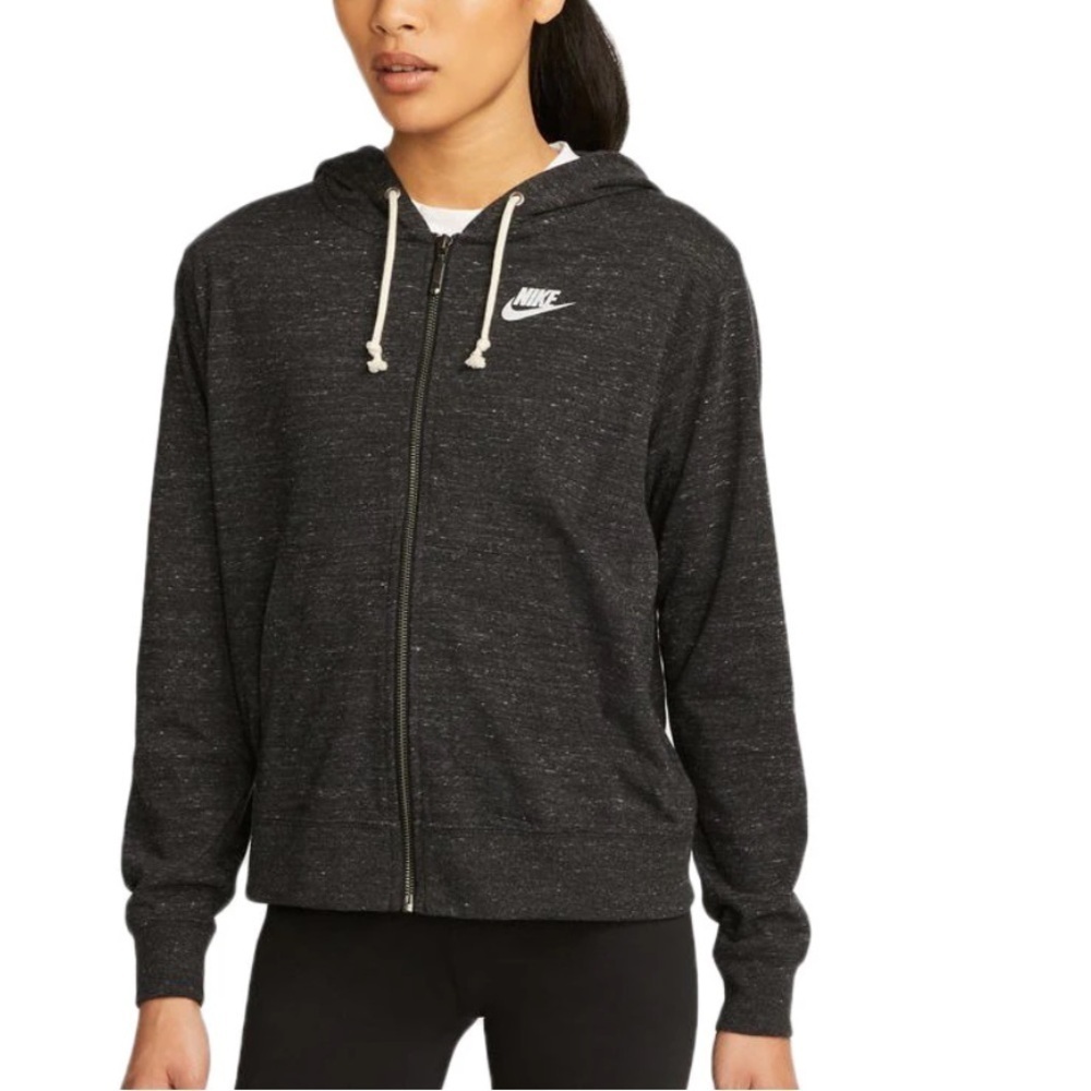NIKE vintage Zip Up Hoodie - Dark Heather Gray - organic cotton Woman’s small